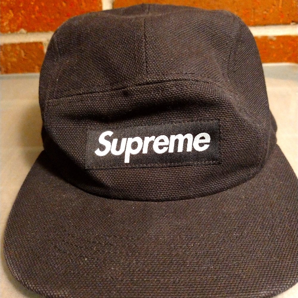 Supreme black canvas 5-panel cap